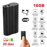 Mini Grabadora de Audio/Micrófono y Reproductor de Música c/Detección de Sonido, Imán y 16GB - 20 días