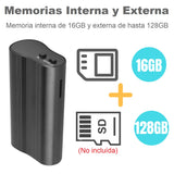 Mini Grabadora de Audio/Micrófono y Reproductor de Música c/Detección de Sonido, Imán y 16GB - 20 días