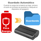 Mini Grabadora de Audio/Micrófono y Reproductor de Música c/Detección de Sonido, Imán y 16GB - 20 días