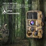 Cámara TRAMPA/EXTERIORES HD 1080p 20MP c/Detección de Movimiento, Visión Nocturna y Duración de 6 meses (Camuflada)