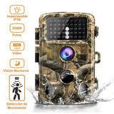 Cámara TRAMPA/EXTERIORES HD 1080p 20MP c/Detección de Movimiento, Visión Nocturna y Duración de 6 meses (Camuflada)