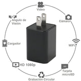 Mini Camara WiFi HD 1080p en CARGADOR DE PARED AC-USB c/Deteccion de Movimiento - Carga 5V/1A