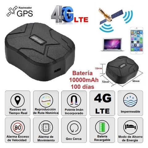 Rastreador GPS/LBS 4G-LTE IP65 c/Imán y Batería 100 días
